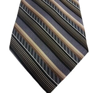 NEW SILK Tie Men's Warehouse BROWN Striped Modern Geo NEUTRAL TONES Corporate